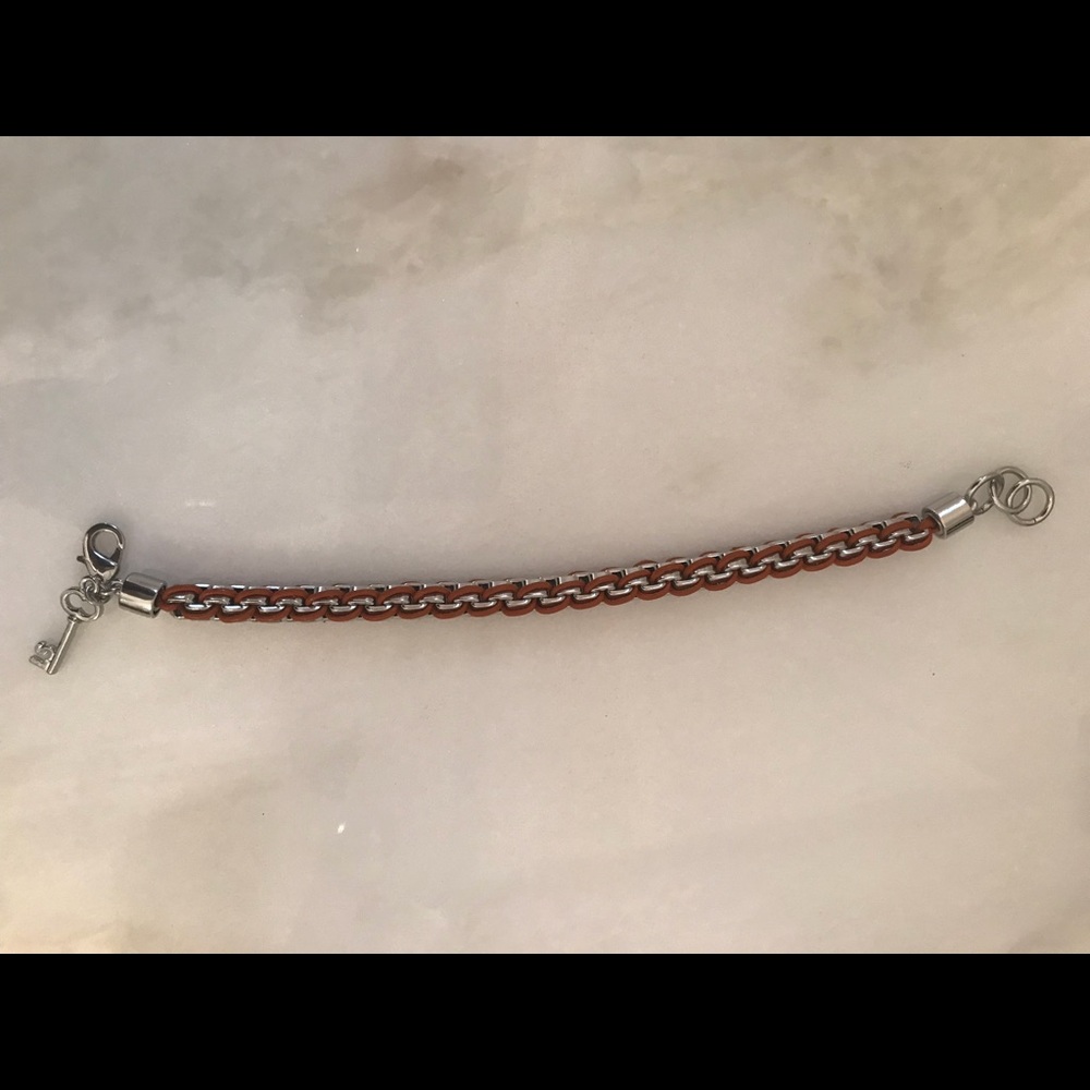 Lia Sophia mingle silver and deep orange  bracelet